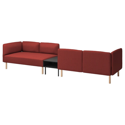 LILLEHEM - 4-seater sectional sofa/table, Gunnared brown/red/wood