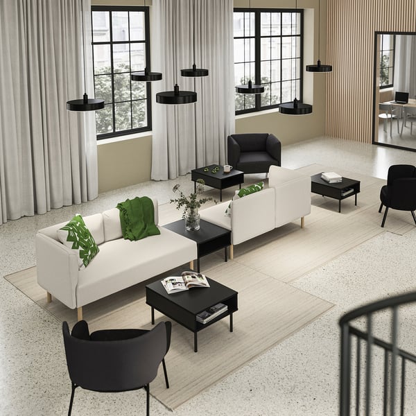 LILLEHEM 4-seat modular sofa with side table, Vissle beige/wood, 346x73x80 cm
