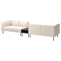 LILLEHEM 4-seat modular sofa with side table, Vissle beige/metal, 346x73x80 cm