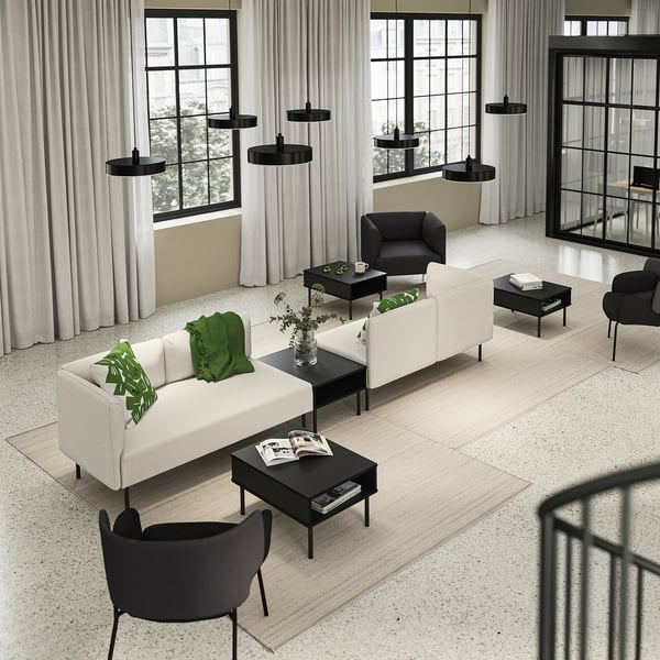 LILLEHEM 4-seat modular sofa with side table, Vissle beige/metal, 346x73x80 cm