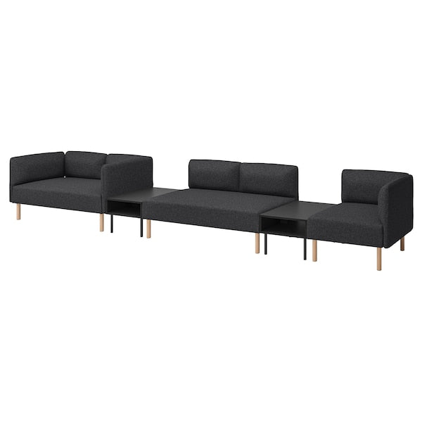 LILLEHEM - 5 seater sectional sofa/table, Gunnared/dark grey wood