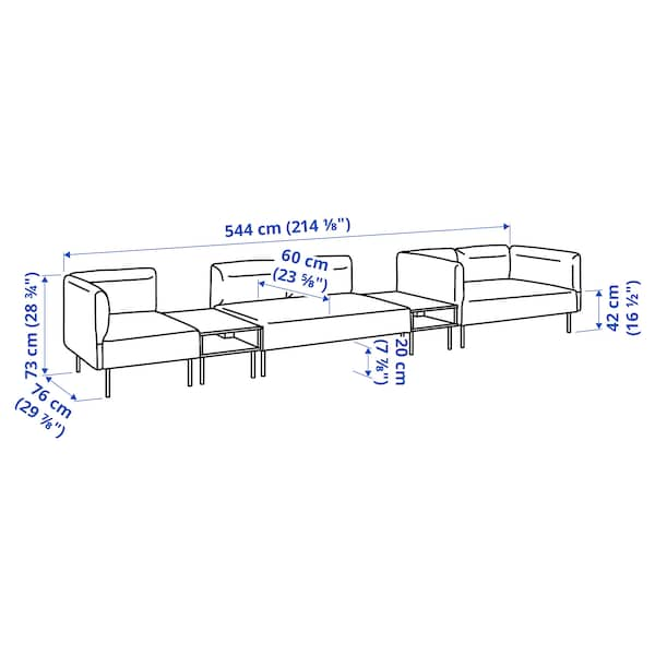 LILLEHEM - 5 seater sectional sofa/table, Gunnared/dark grey wood