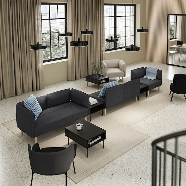 LILLEHEM - 5 seater sectional sofa/table, Gunnared/dark grey wood