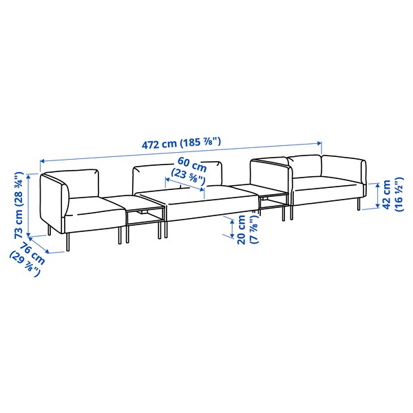 LILLEHEM - 5 seater sectional sofa/table, Gunnared/dark grey wood