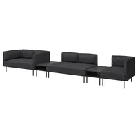 LILLEHEM 5-seat modular sofa with side table, Gunnared/dark grey metal, 472x73x76 cm