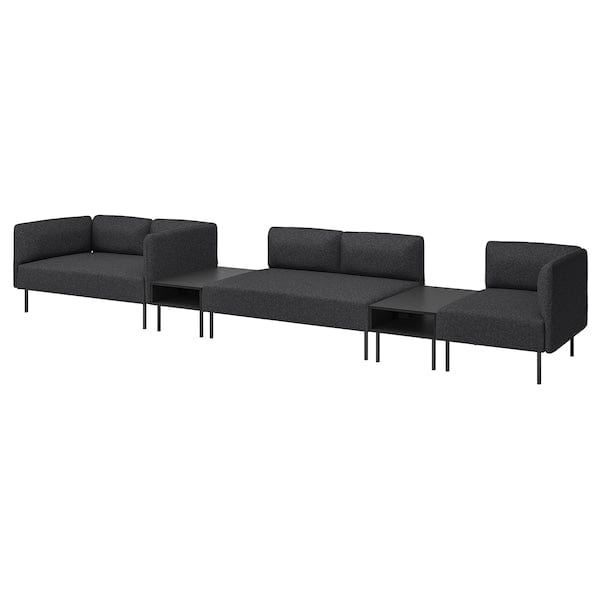 LILLEHEM - 5-seater sectional sofa/table, Gunnared/dark gray metal