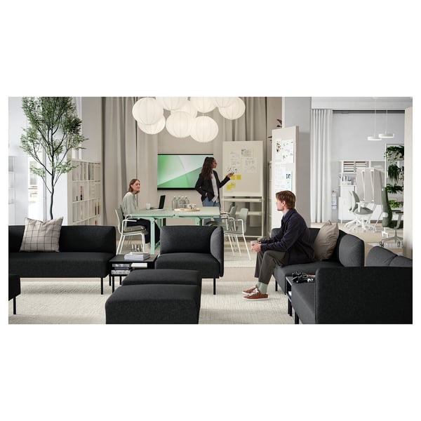 LILLEHEM 5-seat modular sofa with side table, Gunnared/dark grey metal, 472x73x76 cm