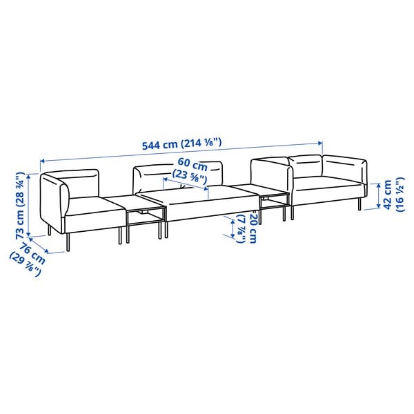 Ikea LILLEHEM - 5 seater sectional sofa/tablecloth, Gunnared/brown-red wood