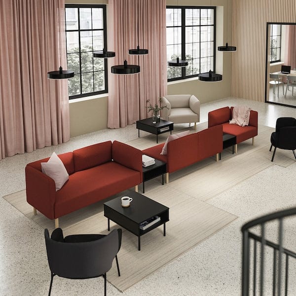Ikea LILLEHEM - 5 seater sectional sofa/tablecloth, Gunnared/brown-red wood