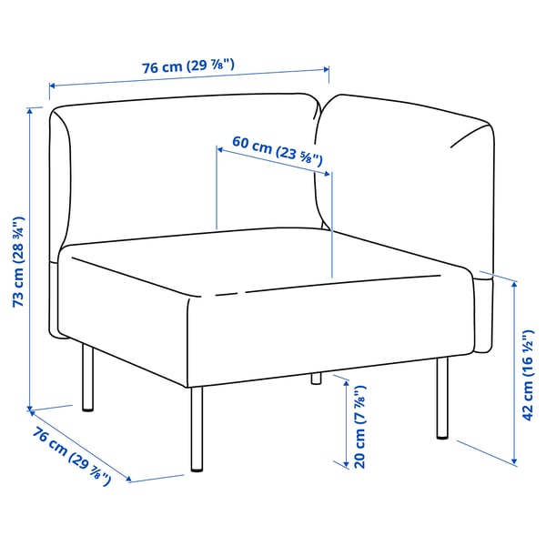 LILLEHEM 5-seat modular sofa with side table, Gunnared/brown-red metal, 70x50 cm