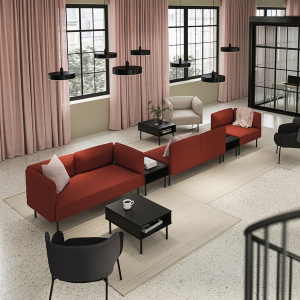 LILLEHEM 5-seat modular sofa with side table, Gunnared/brown-red metal, 70x50 cm