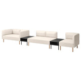 LILLEHEM 5-seat modular sofa with side table, Vissle/beige wood, 472x73x76 cm