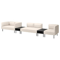 LILLEHEM 5-seat modular sofa with side table, Vissle/beige metal, 472x73x76 cm