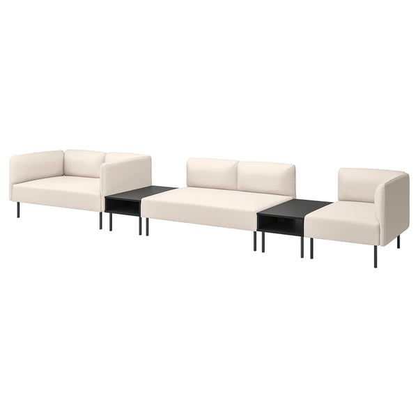 LILLEHEM 5-seat modular sofa with side table, Vissle/beige metal, 472x73x76 cm