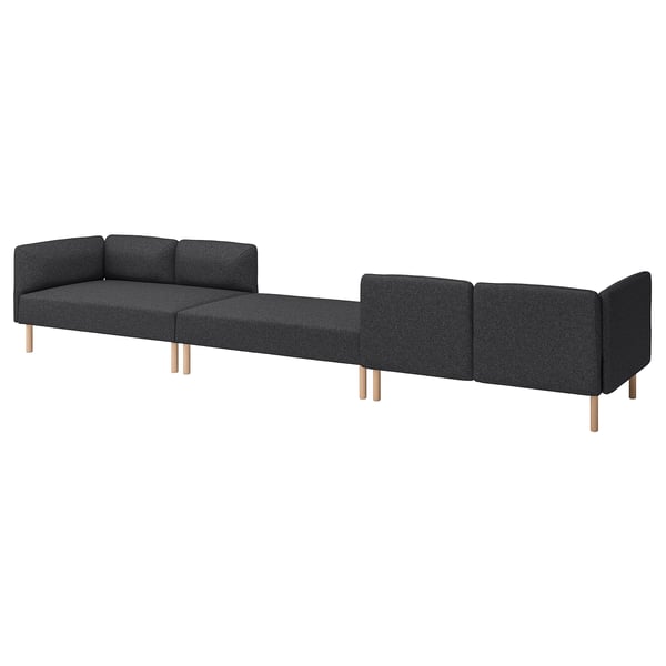 LILLEHEM 6-seat modular sofa, Gunnared/dark grey wood, 440x73x80 cm