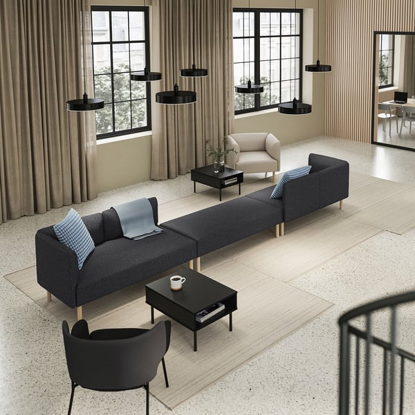 LILLEHEM 6-seat modular sofa, Gunnared/dark grey wood, 440x73x80 cm