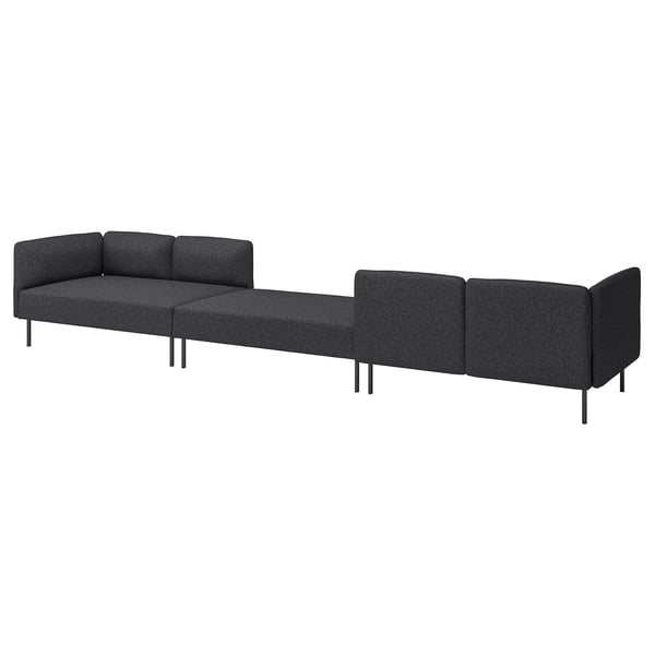 LILLEHEM 6-seat modular sofa, Gunnared/dark grey metal, 440x73x80 cm