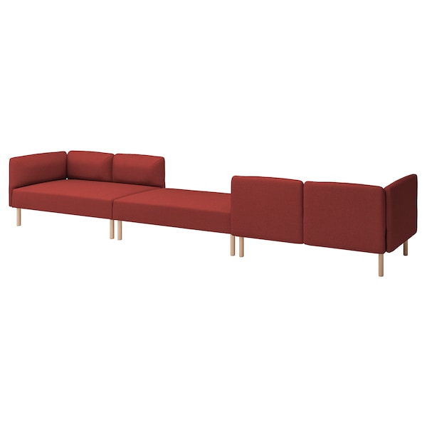 LILLEHEM - 6 seater sectional sofa, Gunnared/brown-red wood