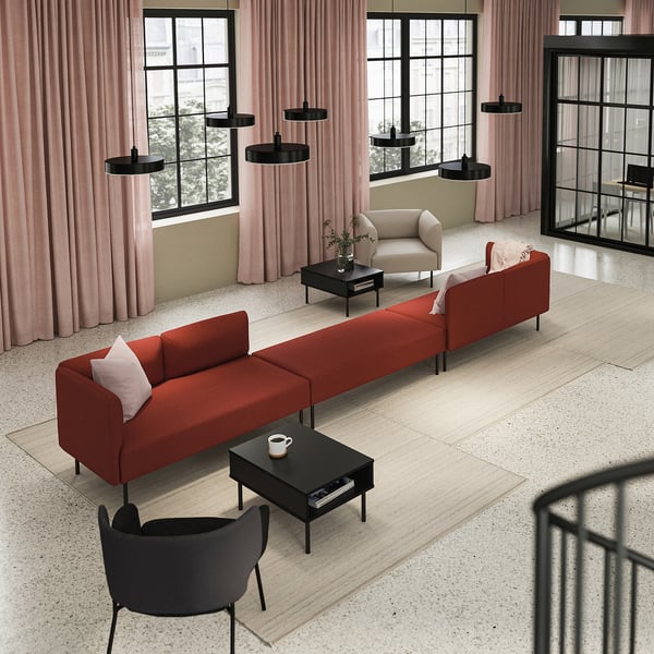 LILLEHEM - 6-seat sectional sofa, Gunnared/brown-red metal