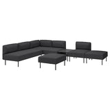 LILLEHEM 6-seat modular sofa with side table, Gunnared/dark grey wood, 220x342 cm