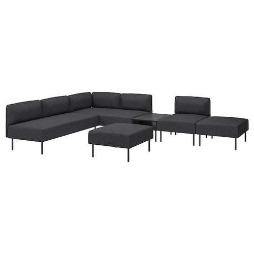 LILLEHEM - 6 seater sectional sofa/table, Gunnared/dark grey wood