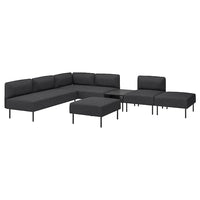 LILLEHEM 6-seat modular sofa with side table, Gunnared/dark grey metal, 220x342 cm