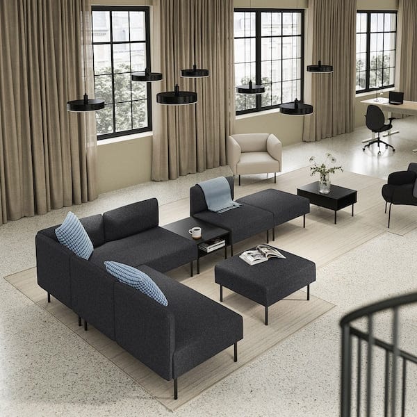 Ikea LILLEHEM - 6-seater sectional sofa/table, Gunnared/dark gray metal