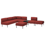 LILLEHEM 6-seat modular sofa with side table, Gunnared/brown-red metal, 220x342 cm