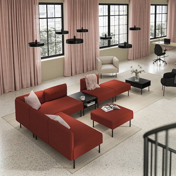 Ikea LILLEHEM - 6-seater sectional sofa/tablet, Gunnared/brown-red metal