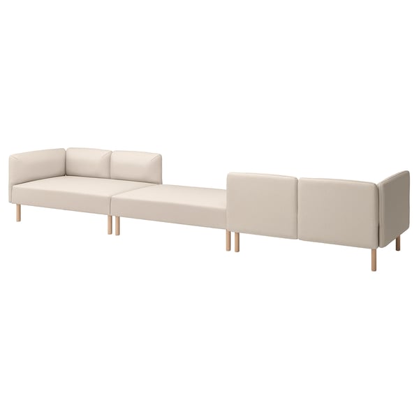 LILLEHEM 6-seat modular sofa, Vissle/beige wood, 440x73x80 cm