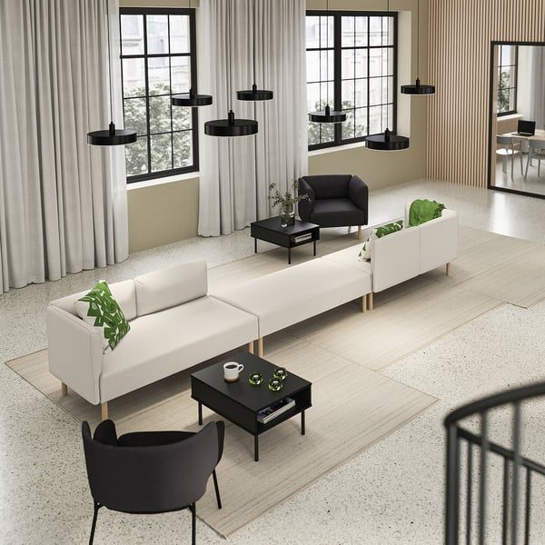 LILLEHEM - 6 seater sectional sofa, Vissle/beige wood