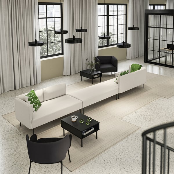 LILLEHEM 6-seat modular sofa, Vissle/beige metal, 440x73x80 cm