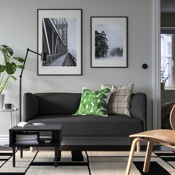 LILLEHEM - 2-seater sectional sofa, Gunnared/dark grey wood