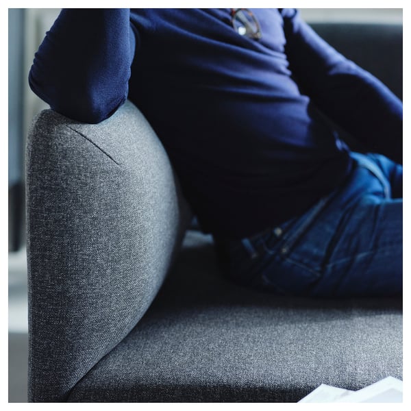LILLEHEM - 2-seater sectional sofa, Gunnared/dark grey wood
