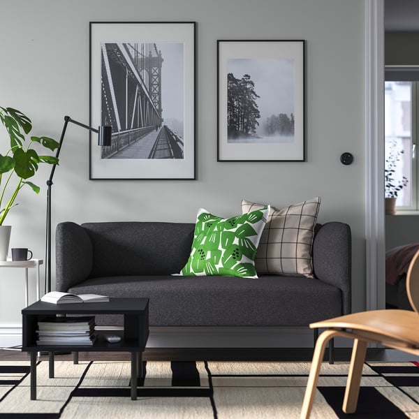 LILLEHEM 2-seat modular sofa, Gunnared/dark grey metal, 152x73x76 cm