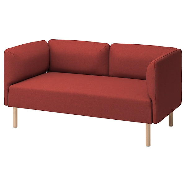 LILLEHEM - 2-seater sectional sofa, Gunnared/brown-red wood