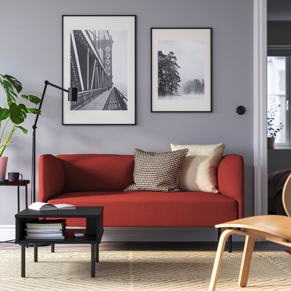 LILLEHEM 2-seat modular sofa, Gunnared/brown-red metal, 152x73x76 cm