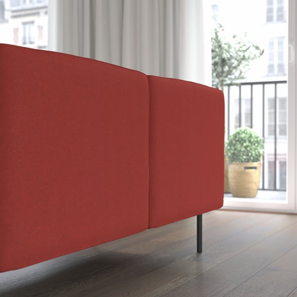 LILLEHEM - 2-seater sectional sofa, Gunnared/brown-red metal