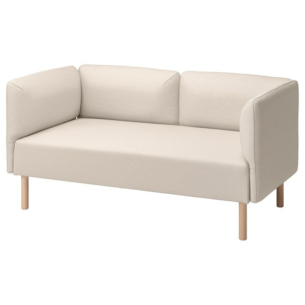 LILLEHEM - 2-seater sectional sofa, Vissle/beige wood