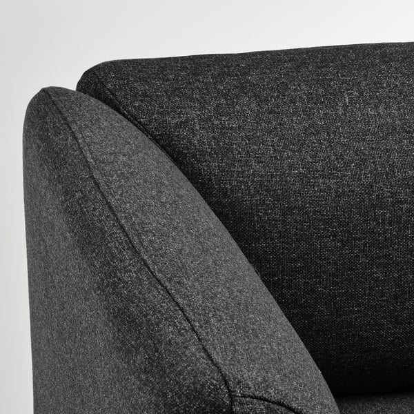 LILLEHEM armchair with side table, Gunnared dark grey/metal, 70x50 cm
