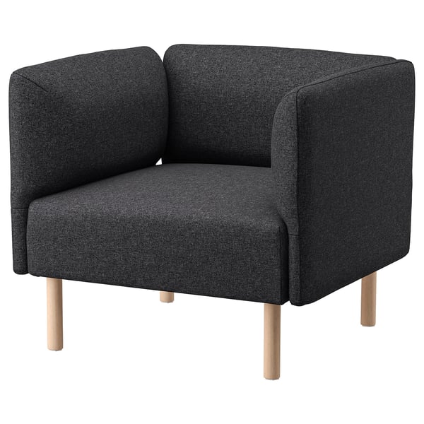 LILLEHEM armchair, Gunnared/dark grey wood, 80x73x76 cm