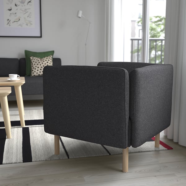 LILLEHEM armchair, Gunnared/dark grey wood, 80x73x76 cm