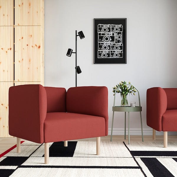 Ikea LILLEHEM - Armchair, Gunnared/brown-red wood