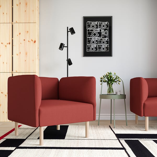 LILLEHEM - Armchair, Gunnared/brown-red wood
