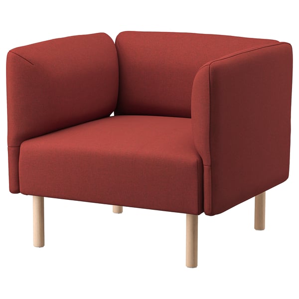 LILLEHEM armchair, Gunnared/brown-red wood, 80x73x76 cm