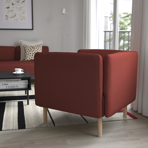 LILLEHEM - Armchair, Gunnared/brown-red wood