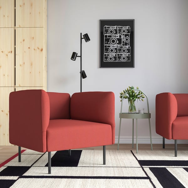 LILLEHEM - Armchair, Gunnared/brown-red metal