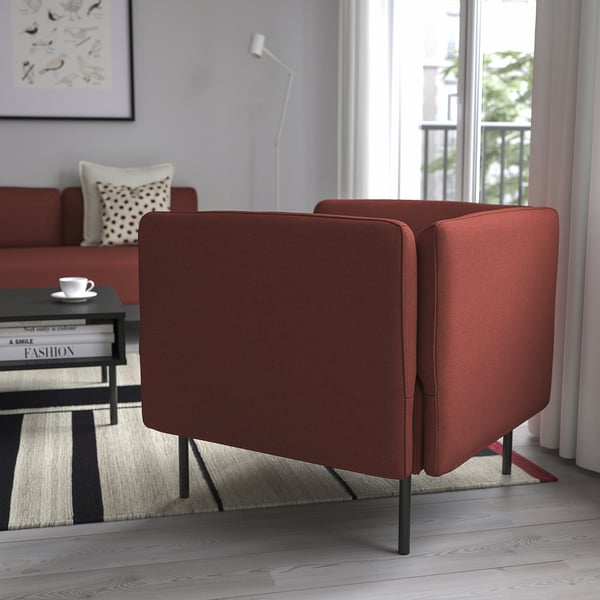 LILLEHEM - Armchair, Gunnared/brown-red metal