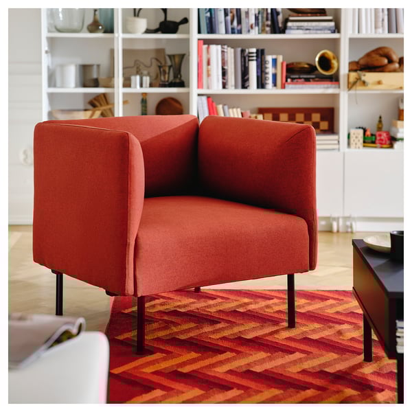 LILLEHEM - Armchair, Gunnared/brown-red metal