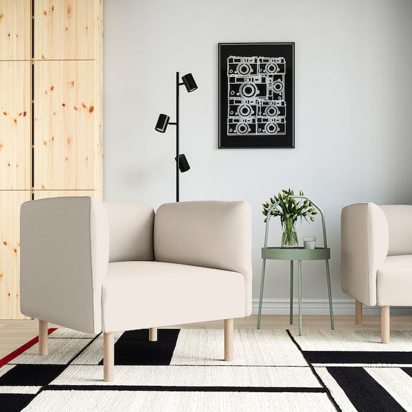 Ikea LILLEHEM - Armchair, Vissle/beige wood